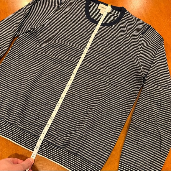 SOLD Dartmoor Men’s 100% Cashmere Crewneck Pullover Sweater Navy Stripe - Picture 14 of 16